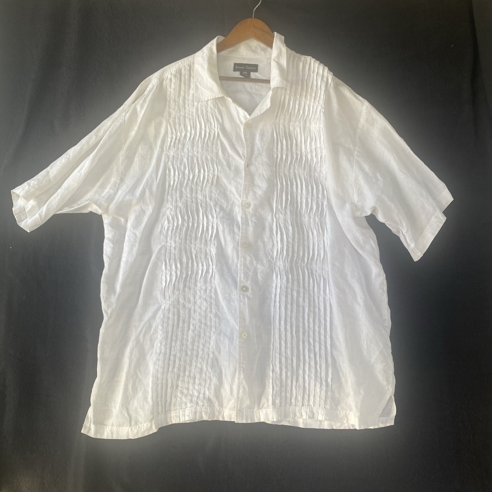 Godbody Collection Shirt Mens 2XL 100% Linen Button Up Short Sleeve Creme